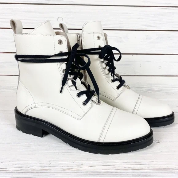 NEW All Saints Lira Hiker White Leather Boots 11 - Picture 8 of 16